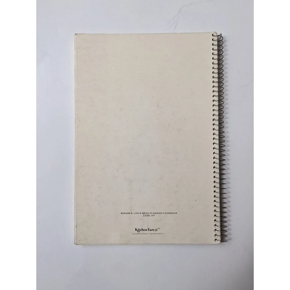 Miriam B. Loo's Menu Planner Cookbook (1978) Vintage Spiralbound‎